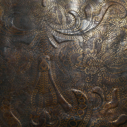 Aged embossed bronze leather